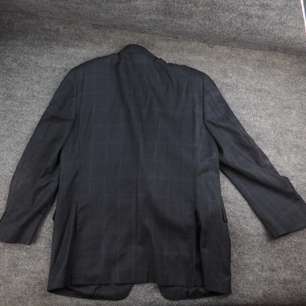 Canali Blazer Mens 44R (EU 54) Navy Blue Windowpane Silk Wool Sport Coat Italy